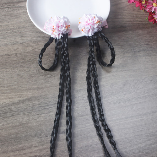 kids Girls Chinese Hanfu Princess fairy Headdress chinese folk dance hair accessories braided flower hairpin hanfu long braids antique jewelry hair accessories 