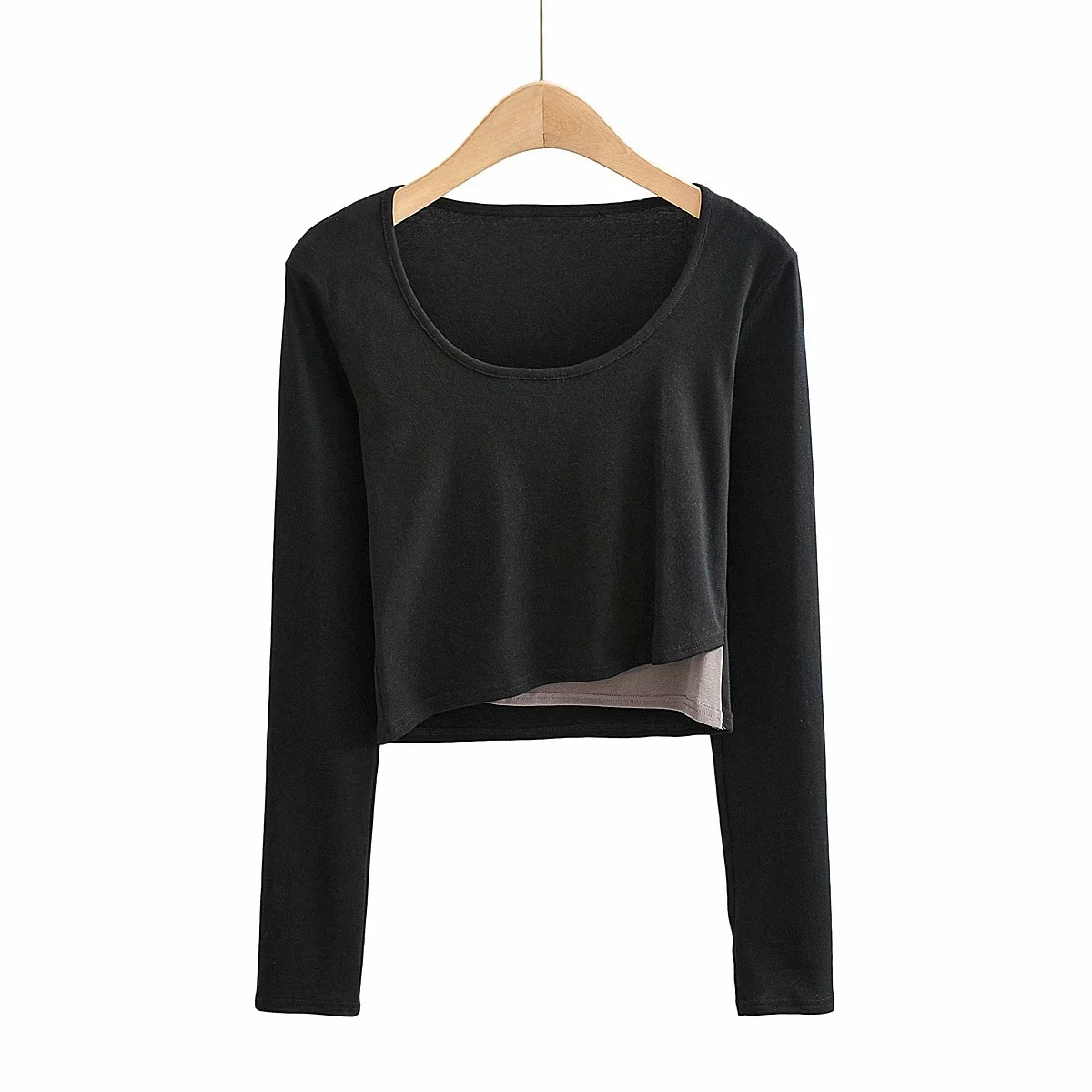 splicing long-sleeved casual T-shirt  NSAC42594