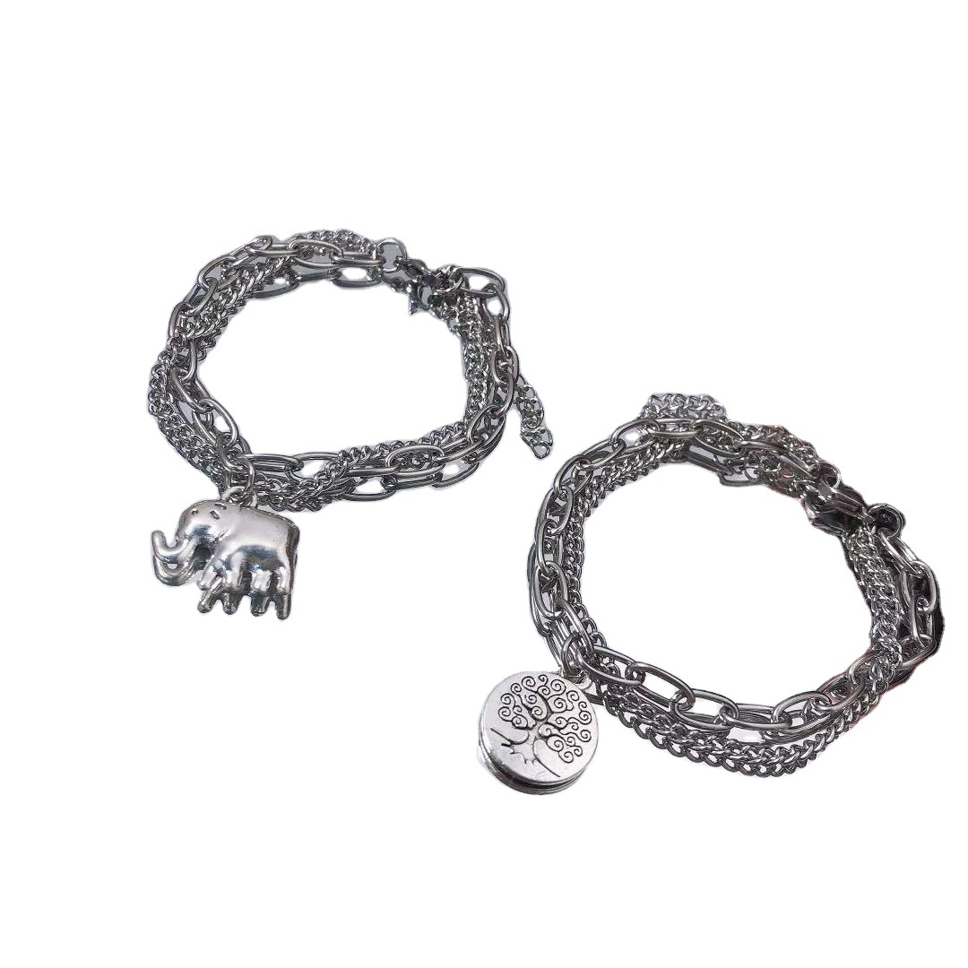 Hip Hop Multistrato Titanio Acciaio Donna Trendy Instagram Semplice e Personalizzato Internet Celebrity Stile Albero della Vita_voghion.com