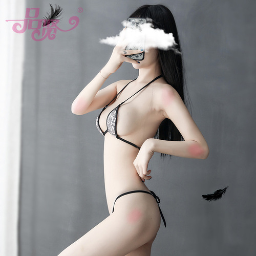 Pinyan Manufacturer Dead Water Three Point Temptation Set Passion Transparent Bikini Snake Skin Three Point Couple's Underwear 