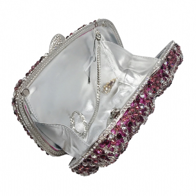 Túi clutch nữ đính đá kim loại cầm tay dự tiệc 17.5x5x11 cm — Màu đỏ, Màu tím, Màu xanh lá, Màu xanh lam chi tiết 33