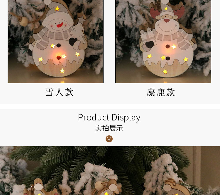 Christmas Wooden Luminous Pendant Santa Claus Tree Pendant display picture 8