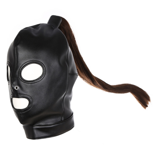 Adult products black leather headgear disassembled braids adult products wig stage sm toy headwear foreign trade export