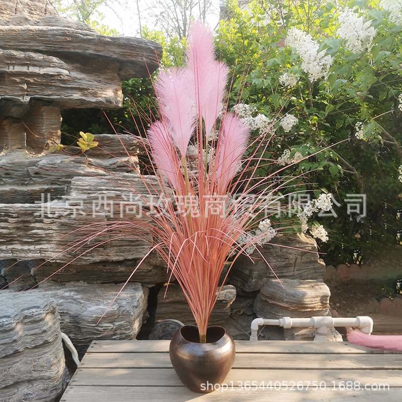 批发定制仿真植物假花草大穗芦苇花把束摆件盆景摆设室内场景装饰|ru