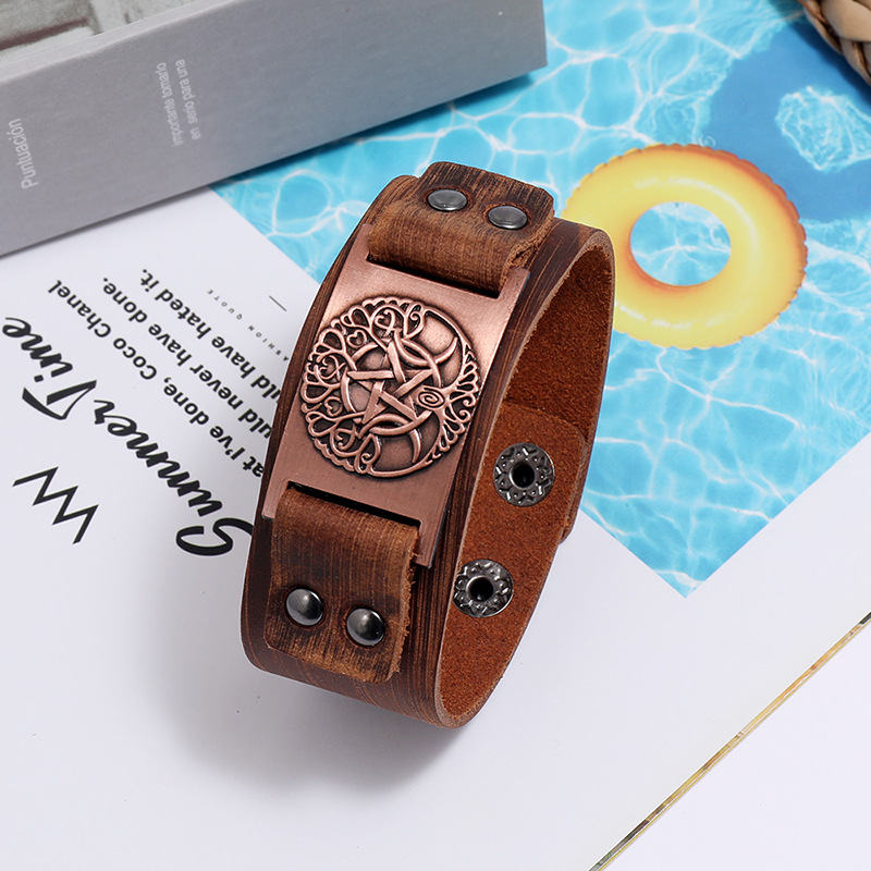 retro tree of life leather bracelet