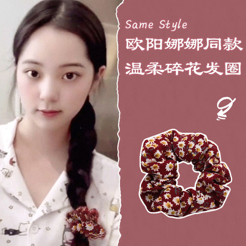 Silk pig intestine hair band women's high-end headband  new style hair flower hair accessories rubber band hair rope headband