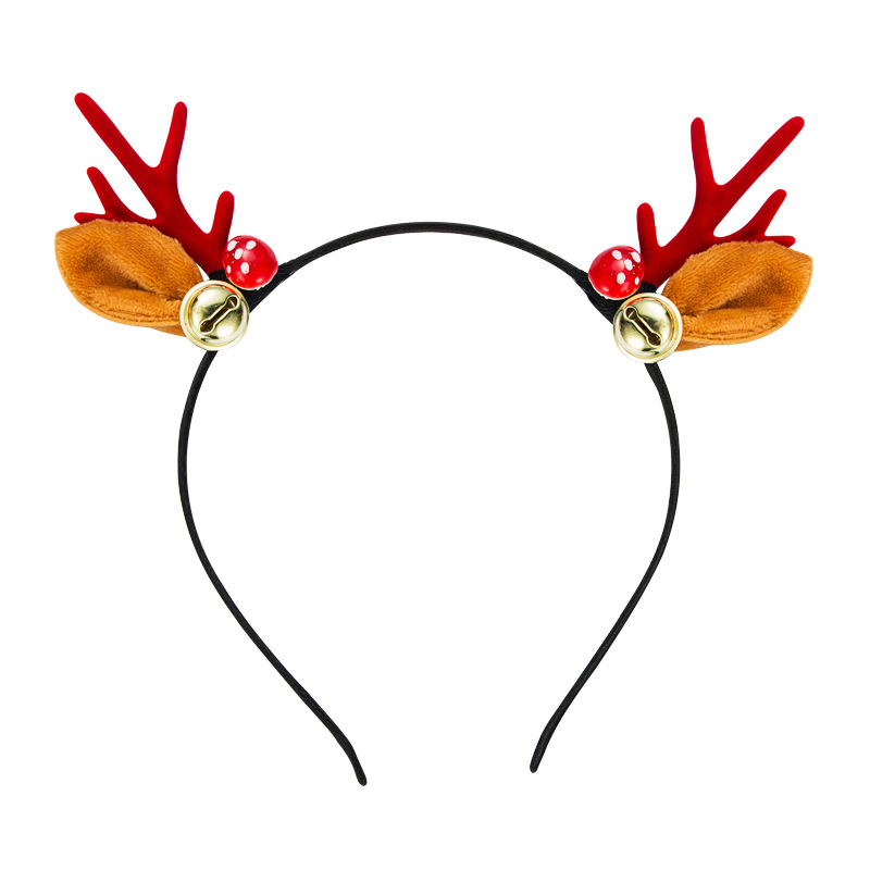 Christmas Series Resin Mushroom Flannel Bell Antlers Hair Band display picture 6