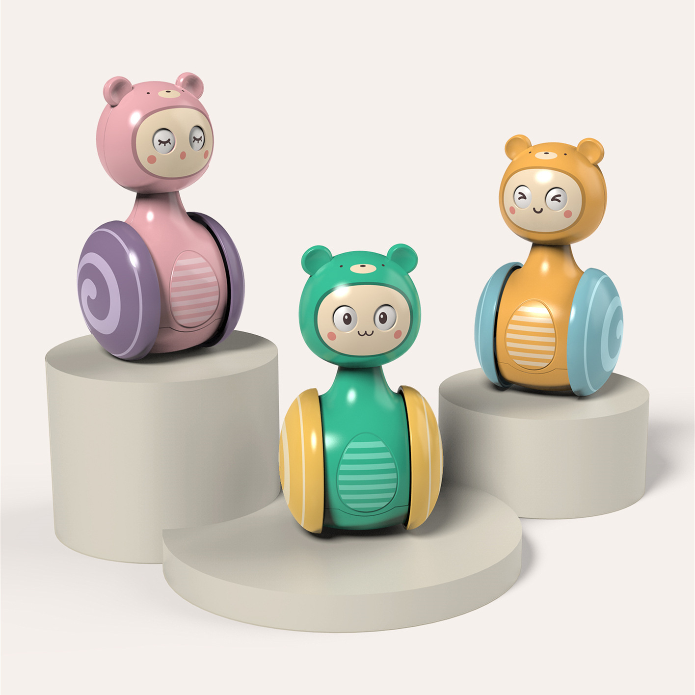 多功能婴儿玩具益智点头眨眼宝宝迷你趣味玩具3--6-9个月早教玩具|ru