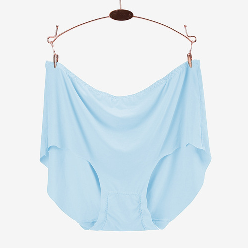 One piece drop shipping large size 200 pounds seamless underwear for women ice silk mid-high waist solid color cotton triangle breathable quick-drying summer