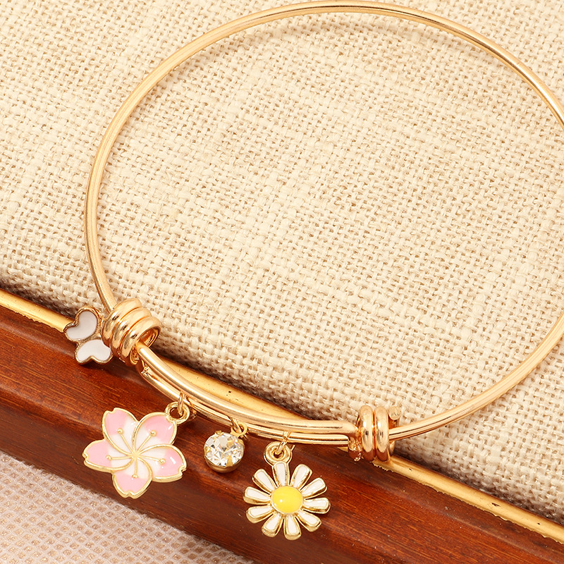 fashion jewelry new small fresh oil drop butterfly flower bracelet simple circle bracelet wholesale 