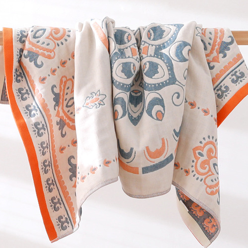 Cotton gauze men's and women's household absorbent bath towels four-layer gauze super soft and comfortable dormitory bath towels autumn and winter skin-friendly