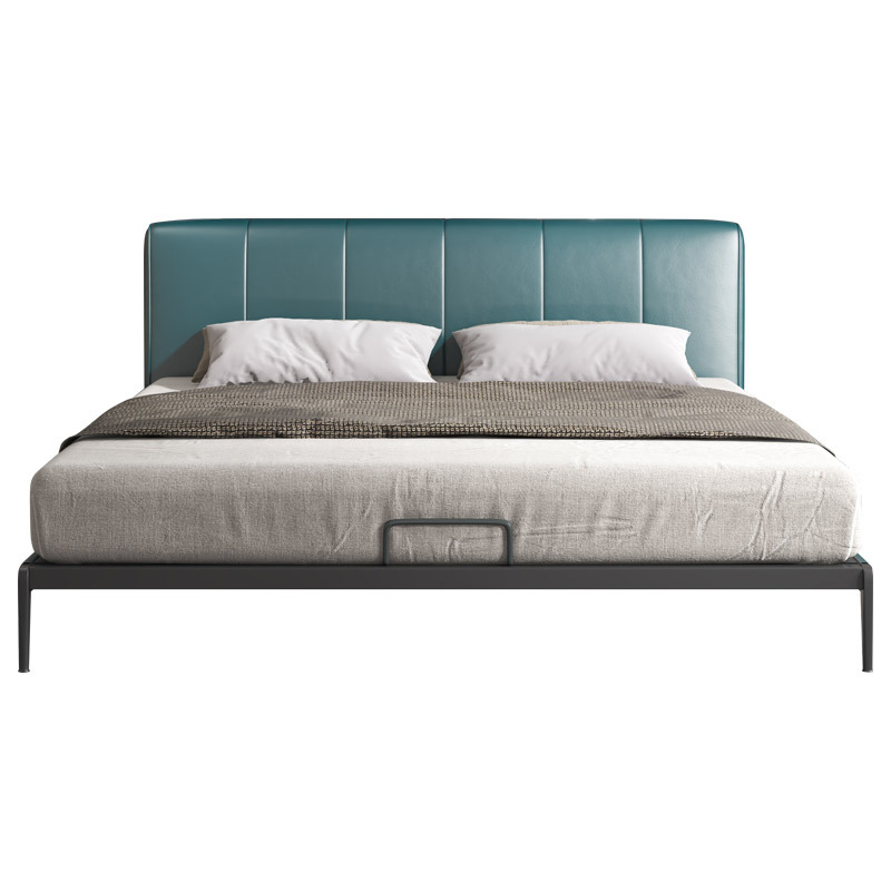 Cama doble de cuero genuino minimalista italiana Yihai Xuan de 1.5m, cama nórdica suave de 1.8m, cama de matrimonio sencilla estilo ins, estilo ligero de lujo