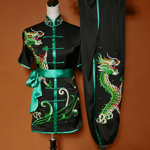 Tai chi clothing chinese kung fu uniforms martial arts suit Longxiang Yuntian embroidered Dragon Performance costume embroidery competition training suit short sleeve long fist customized