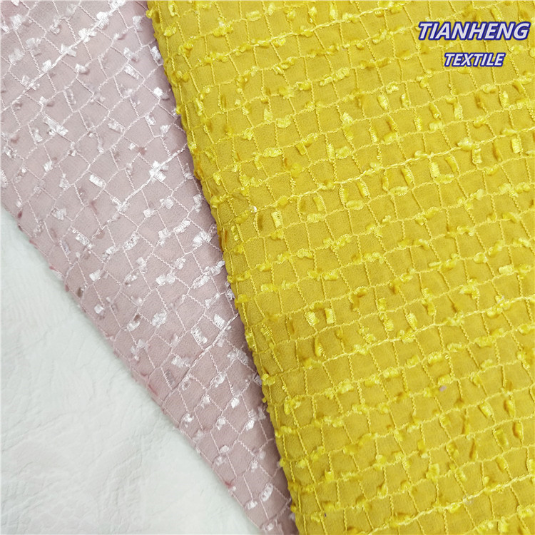 时装女装童装衬衫连衣裙短裙DIY手作全涤网格状提花面料现货批发