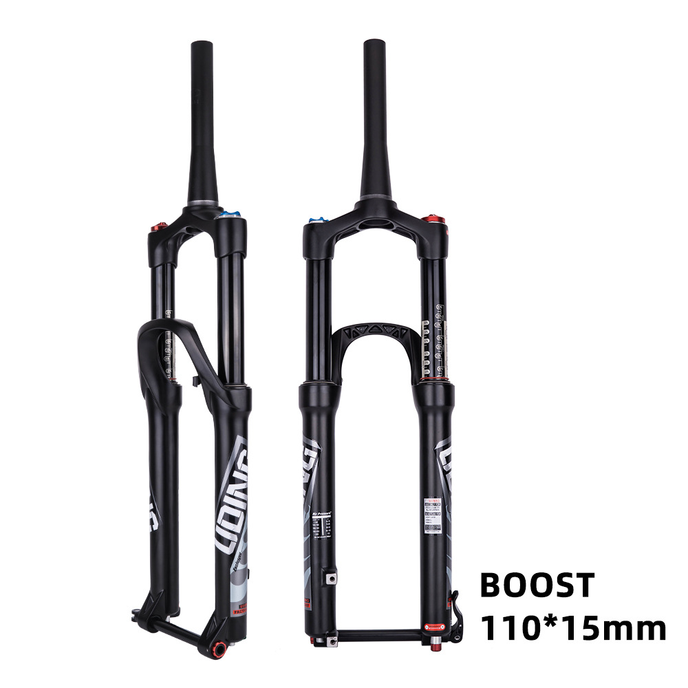 Bicicleta de montaña tenedor delantero 27,5 tubo cónico hombro control barril eje carrera 140 aleación de magnesio Tenedor de aire con cerradura tenedor delantero