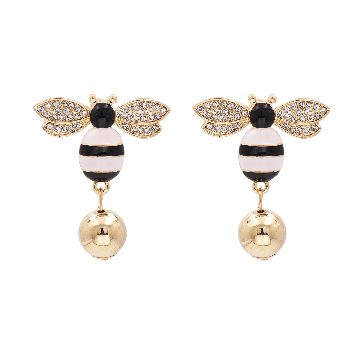 Hot Sales New Symmetrical Earrings Bee Pearl Earrings Ear Jewelry Insect Earrings Korea Wholesale Nihaojewelry display picture 3