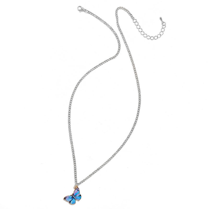 New Gradient Butterfly Simple Color Couple Alloy Clavicle Chain Necklace display picture 10