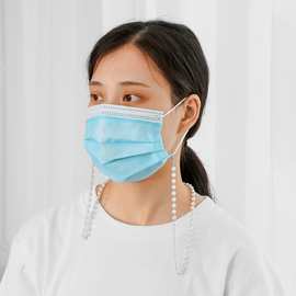 亚马逊跨境饰品配件防脱落口罩挂链链白色珍珠眼镜链多用项链