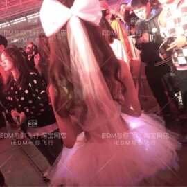 小仙女发光蝴蝶结头饰女网纱蝴蝶结闪光电音节tutu裙饰品edc rave
