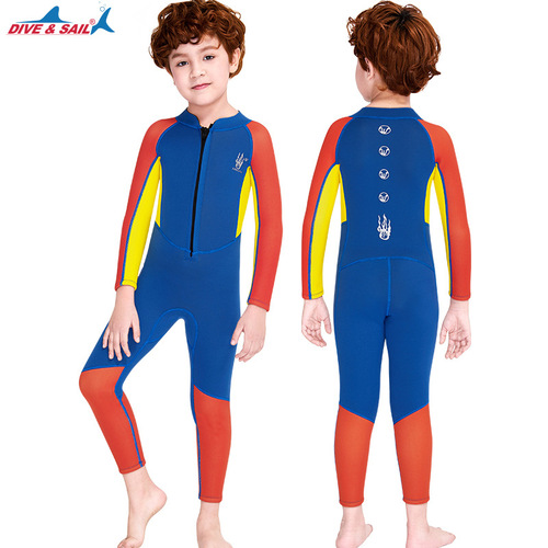 Cross-border new children's wetsuit 2.5mm one-piece thickened thermal swimsuit long-sleeved big children's cold-proof snorkeling swimsuit