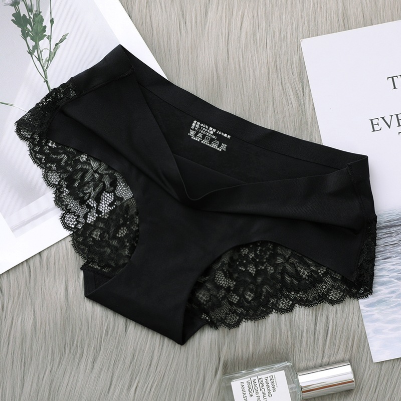 無痕純綿セクシーパンツ女性一枚式中腰通気氷糸純綿股レース大サイズ三角パンツ
