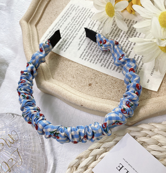 Korean Fashion Plaid Fold Headband Wave Color Cute Little Daisy Flower Thin Edge Headband Head Buckle Hair Hole Headdress display picture 11