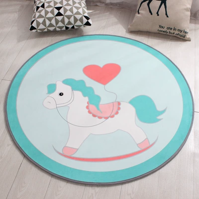 Children's cartoon bedroom bedside mat cloakroom dressing table hanging basket computer chair floor mat living room coffee table round carpet (Avtomobil döşəmə paspasları) - love-horse-80cm-diameter-round