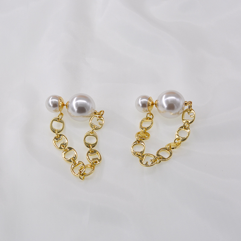 Korean Fashion Simple  Pearl Chain Tassel Long Earrings Wholesale Nihaojewelry display picture 5
