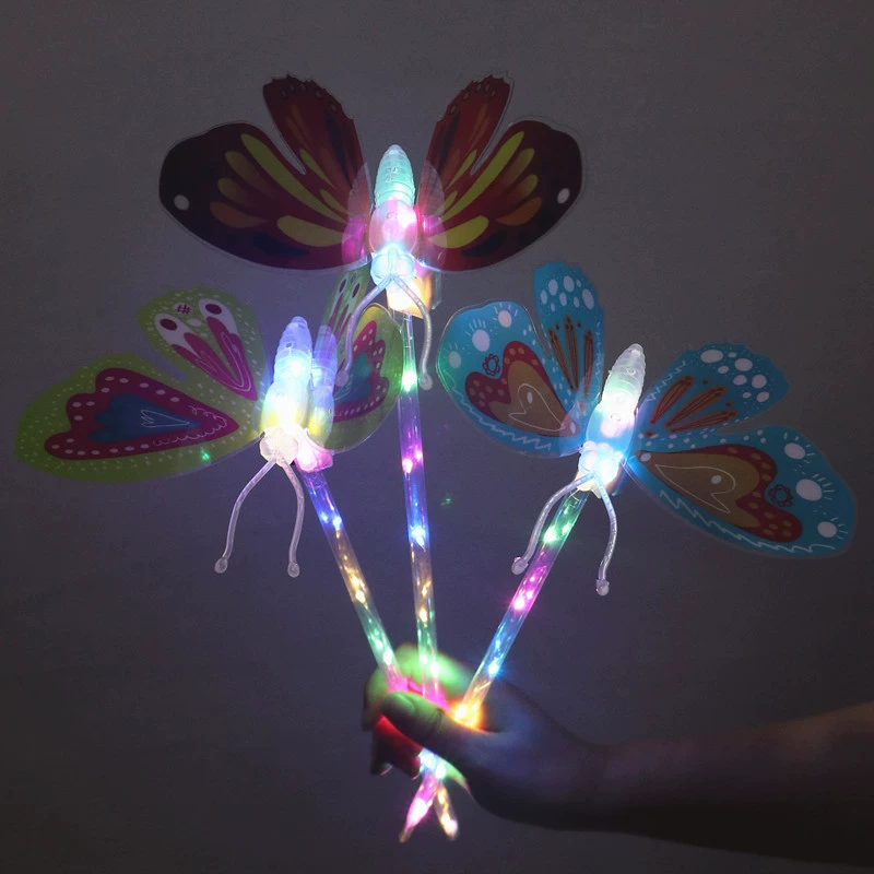 Светящаяся палочка с бабочкой LED, мерцающая игрушка со светящимся корпусом, ярко цветная ручка, лёгкий вес 0,1 кг