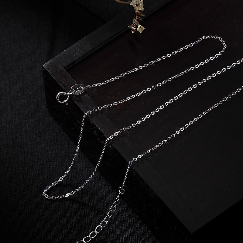 Dây chuyền bạc 925 hình chữ O đơn giản, phong cách Âu Mỹ, dây xương đòn unisex — 46CM