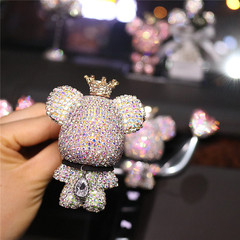 汽車創意可愛小熊高檔鑲鑽車內出風口香水暴力熊車載空調香薰裝飾