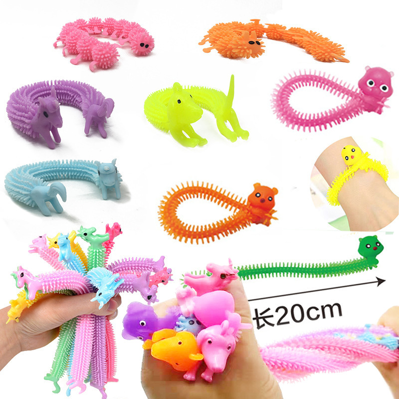 Cross border fever Vent Caterpillars Wildebeest Dogs decompression Drawstring TPR Unicorn Vent decompression Toys