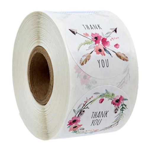 Wholesale cross-border 1 inch thank you stickers self-adhesive sticker labels 500 pcs/roll
