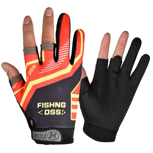 Fishing gloves with three open fingers, lure casting, offshore fishing, open finger, sports men's delivery writing gloves, breathable and anti-slip, outdoor