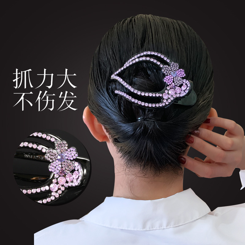 批發發夾三齒夾韓式盤發後腦勺發卡抓夾蝴蝶結水鑽鴨嘴夾媽媽發飾