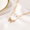 Fresh necklace from pearl, pendant, chain for key bag , accessory, simple and elegant design, internet celebrity