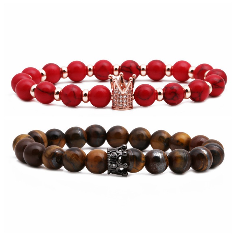 Ali Express verkauft grenz berschreitende Tigerauge Krone Paar Armband Perlen DIY Set Braceletpicture1