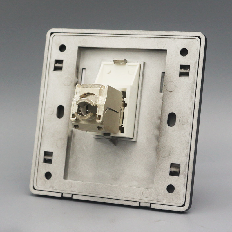 黑色86型单口超六类模块网线电脑插座含千兆模块一位屏蔽网络面板