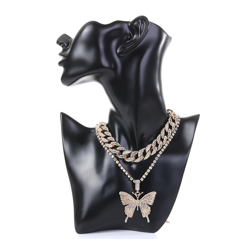 Hip-hop Exaggerated Butterfly Alloy Plating Inlay Rhinestones Women's Sweater Chain display picture 2