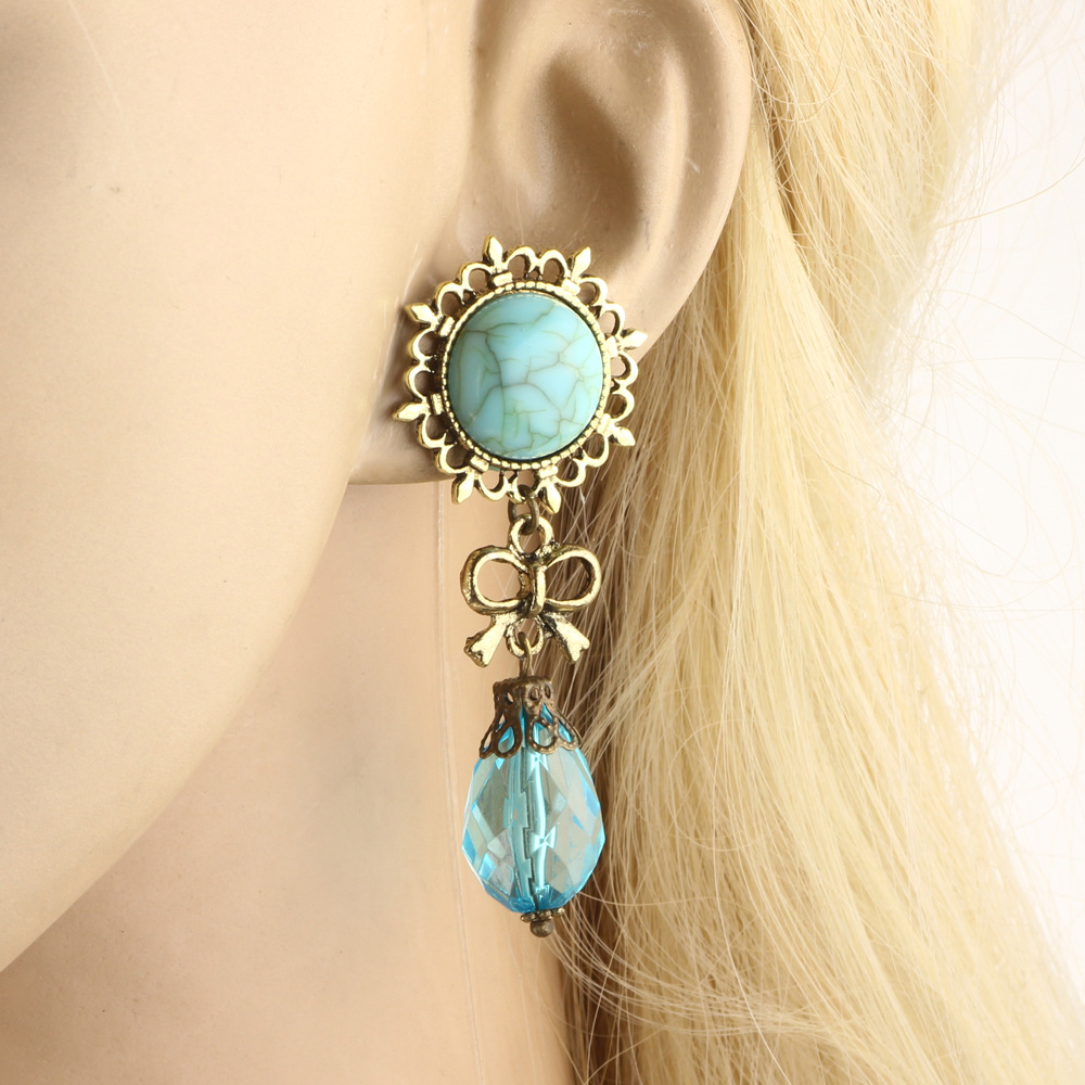 Blue Pine Stone Water Drop Ear Expansion Tunnel Auricle Body Piercing Jewelry - 16mm Single detail image 10