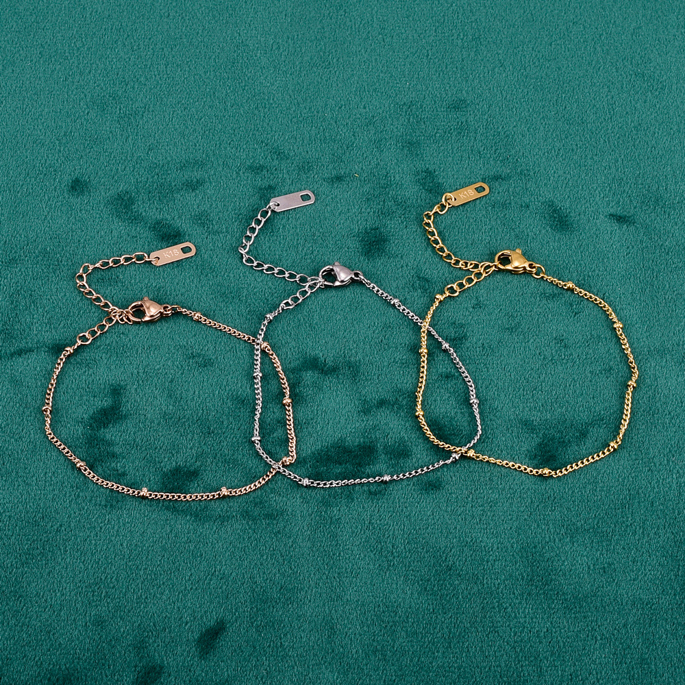 Women'S Gender Inlaid Gold Design Heart 304 Stainless Steel Titanium Steel 18K Gold Plated Rose Gold Plated No Inlaid Bracelets In Bulk