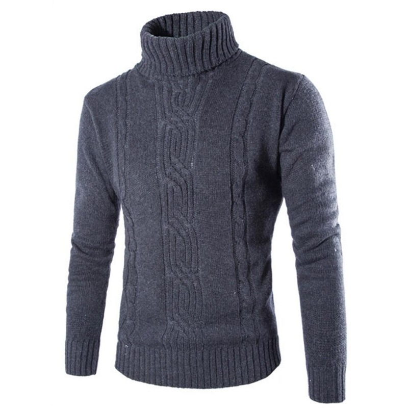 2024 AliExpress Autumn Men's Turtleneck Turtleneck Sweater Fashion Slim-fit Youth Twist Cross-border Sweater Top