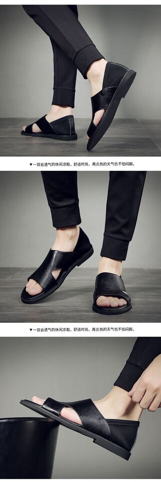 Dép sandal nam quai La Mã đế mềm chống trơn trượt đi biển — Màu đen chi tiết 5