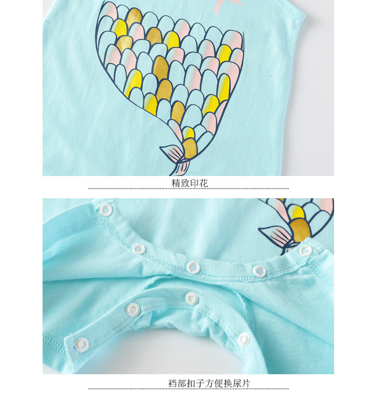 Summer Cotton Jumpsuit 0-6 Months Baby Color Fishtail Printed Vest Wholesale display picture 1