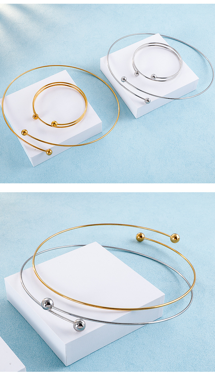 European and American new style stainless steel jewelry set round bead steel wire jewelry