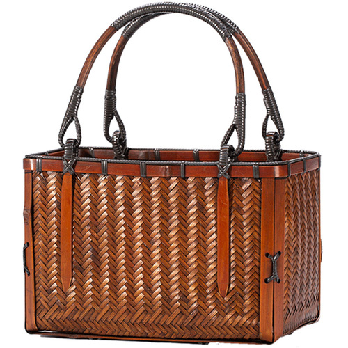 Handmade bamboo woven bags, Chinese retro Zen tea clothes, bamboo baskets, tea art tea set storage bags, women's handbags