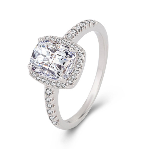 European and American classic retro ring female Amazon square diamond zircon ring simple women's square multi-color ring