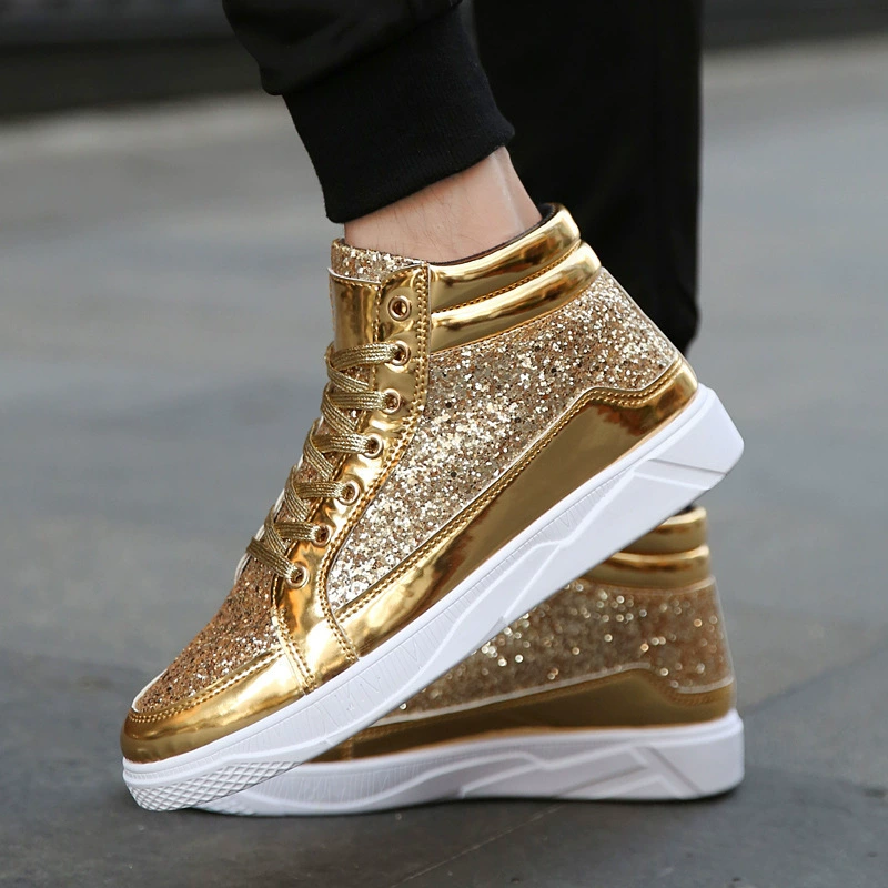 Trend demi-season sneakers, high casual footwear, shoes, Korean style, mirror effect
