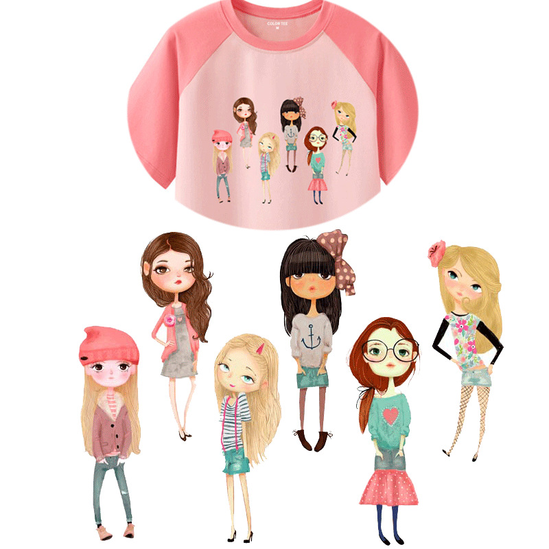 爆款小清新女孩图案柯式烫画热转印T恤卫衣箱包鞋服服装烫图贴