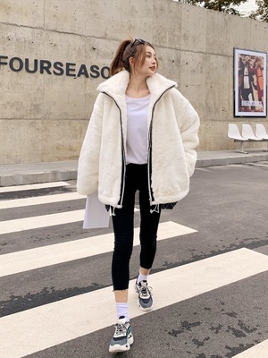 Jacket Women 2020 new pattern Long Net Red Korean Edition Young models fashion Haining Plush overcoat Rabbit fur